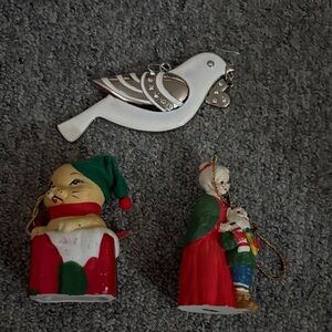 Chic White and Silver Bird Ornament